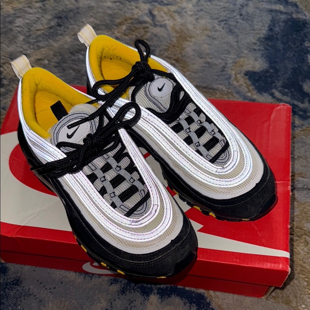 Nike Kids Black, White, and Yellow Sneakers